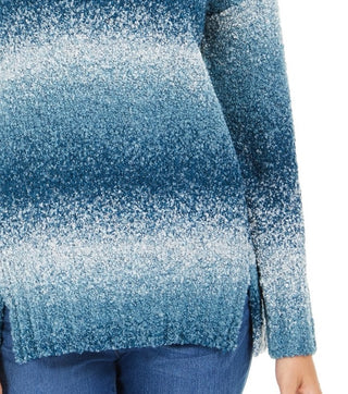 Style & Co Women's Ombre Boucle Sweater Blue Size Small