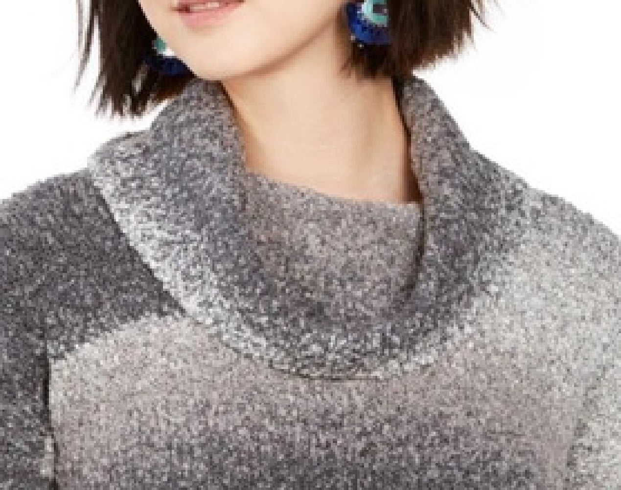 Style & Co Women's Ombr茅 Boucle Sweater Gray Size Medium