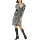 INC International Concepts Women's Puff-Sleeve Velvet Wrap Dress Black Size Large