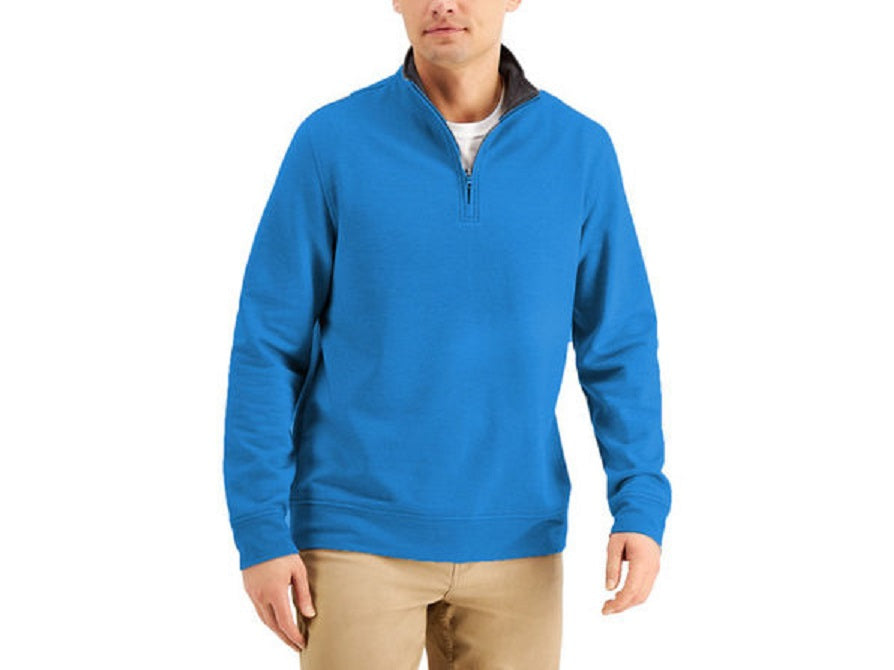 Club Room Men's Stretch 1/4-Zip Fleece Sweatshirt Blue Size Medium