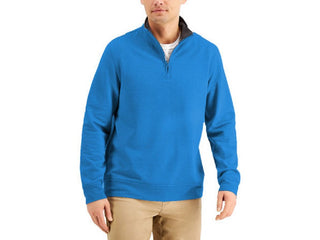 Club Room Men's Stretch 1/4-Zip Fleece Sweatshirt Blue Size Medium