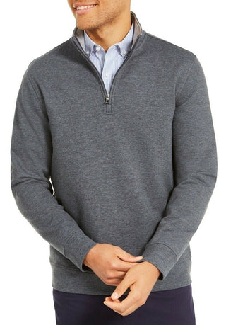 Club Room Men's Stretch 1/4-Zip Fleece Sweatshirt Dark Gray Size Small