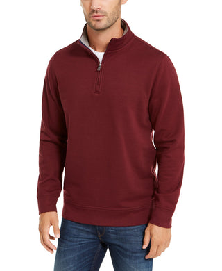 Club Room Men's Stretch 1/4-Zip Fleece Sweatshirt Red Size Small