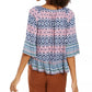 Style & Co Women's Printed On/Off-The-Shoulder Top Blue Size Large