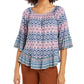 Style & Co Women's Printed On/Off-The-Shoulder Top Blue Size Medium