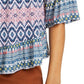 Style & Co Women's Printed On/Off-The-Shoulder Top Blue Size Medium