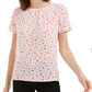 Maison Jules Women's Printed Button-Up Back Top Pink Size Large