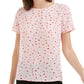 Maison Jules Women's Printed Button-Up Back Top Pink Size Large