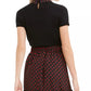 Maison Jules Women's Contrast-Print Collar Top Black Size Medium