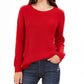 Style & Co Women's Ribbed Drop-Shoulder Sweater  Red Size Large