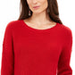 Style & Co Women's Ribbed Drop-Shoulder Sweater  Red Size Large