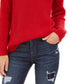 Style & Co Women's Ribbed Drop-Shoulder Sweater  Red Size Large