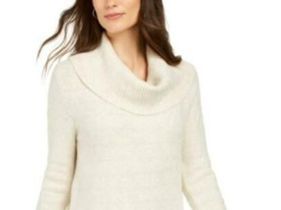 Style & Co Women's Lurex Cowl-Neck Sweater Light Black Size Large