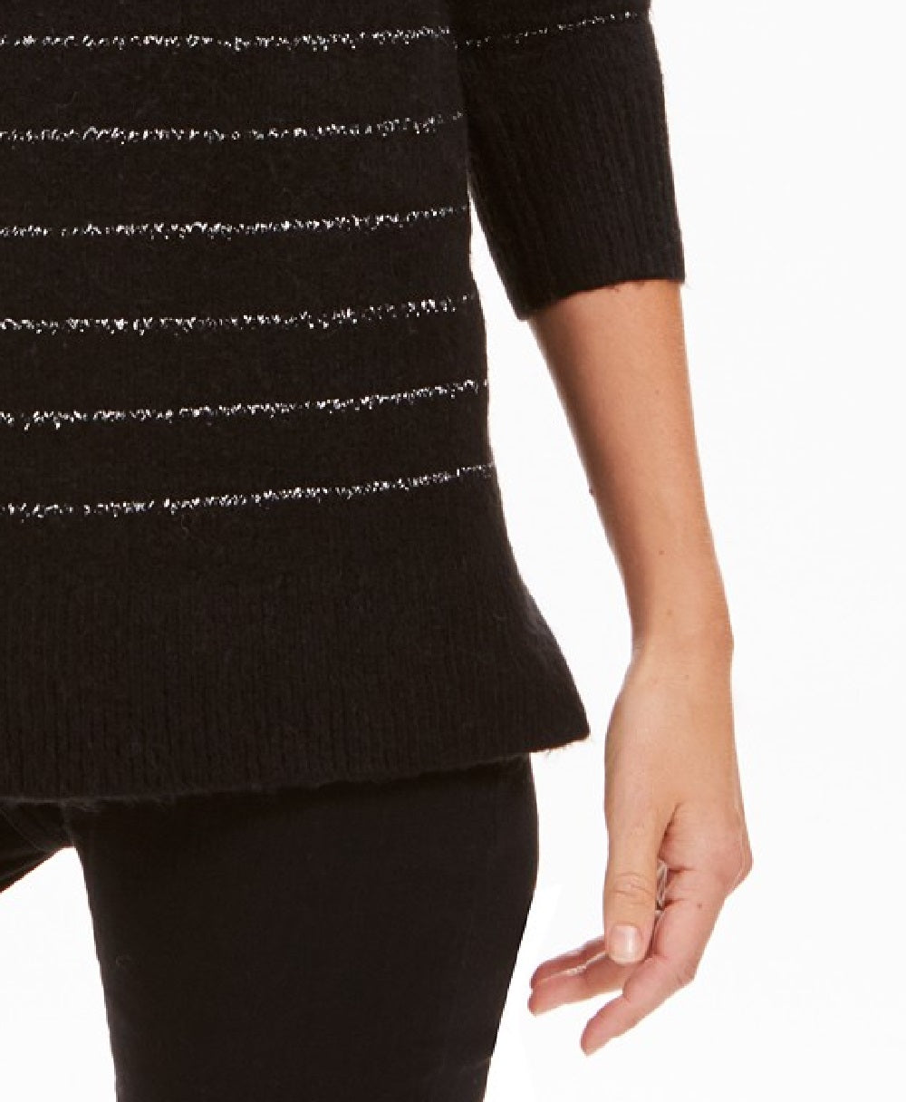 Style & Co Women's Lurex Cowl-Neck Sweater Black Size Medium