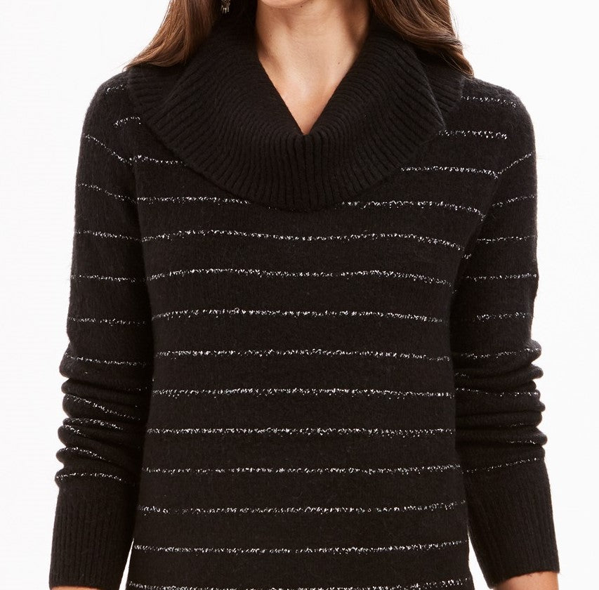 Style & Co Women's Lurex Cowl-Neck Sweater Black Size Medium