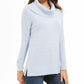 Style & Co Women's Lurex Cowl-Neck Sweater Light Blue Size Large