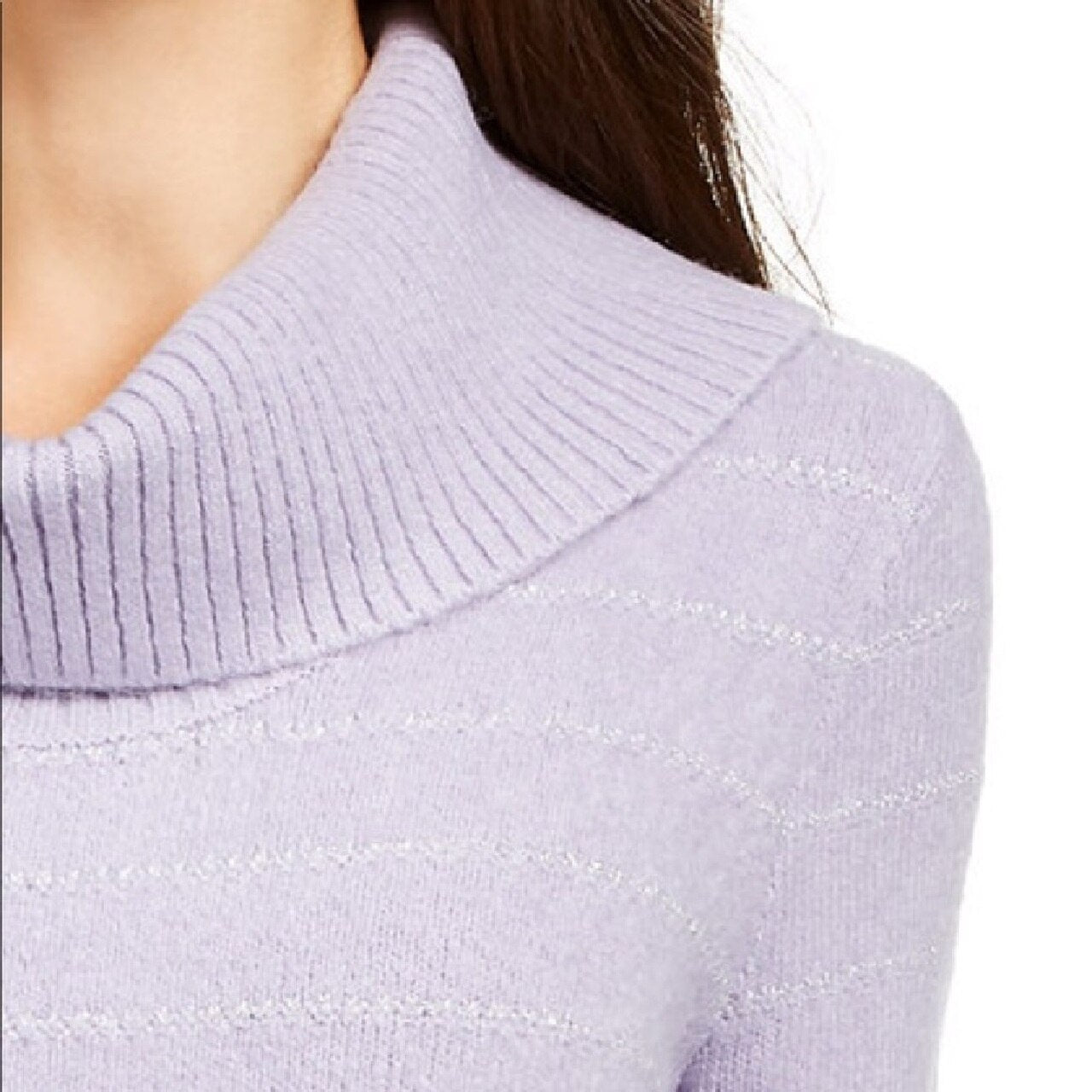 Style & Co Women's Lurex Cowl-Neck Sweater Purple Size Medium