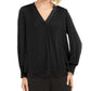 Alfani Women's V-Neck Top Black Size Small