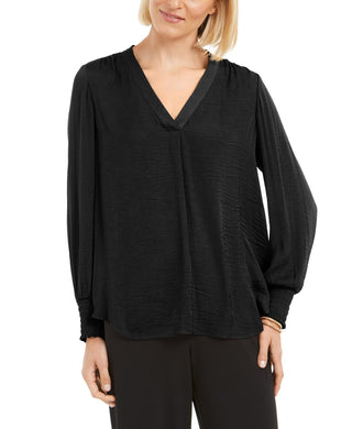 Alfani Women's V-Neck Top Black Size Small