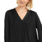 Alfani Women's V-Neck Top Black Size Small