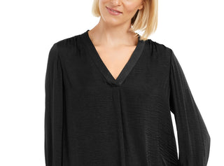 Alfani Women's V-Neck Top Black Size Small