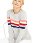 Charter Club Women's Shoulder Button Striped Sweater Silver Tin Cmb Size Extra Large