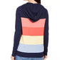 Charter Club Women's Striped Hooded Sweater Blue Size Extra Large