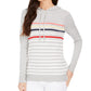 Charter Club Women's Striped Hooded Sweater Gray Size Small