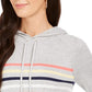 Charter Club Women's Striped Hooded Sweater Gray Size Small