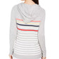 Charter Club Women's Striped Hooded Sweater Gray Size X-Large