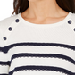 Charter Club Women's Button-Shoulder Striped Top White Size Small