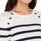 Charter Club Women's Button-Shoulder Striped Top White Size 2 Extra Large