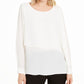 Alfani Women's Asymmetrical-Overlay Blouse Ivory Size Medium