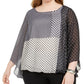 Alfani Women's Plus Size Printed Angel-Sleeve Bubble Top Navy Size 0X