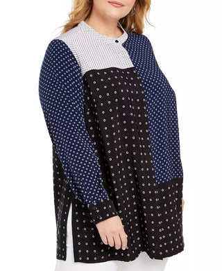 Alfani Women's Plus Size Mixed-Print Tunic Top Black Size 2 Extra Large