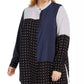 Alfani Women's Plus Size Mixed-Print Tunic Top Linear Rings Size OX