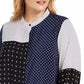 Alfani Women's Plus Size Mixed-Print Tunic Top Linear Rings Size OX