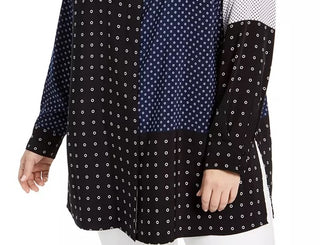 Alfani Women's Plus Size Mixed-Print Tunic Top Linear Rings Size OX
