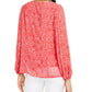 Alfani Women's Printed Pleated Sleeve Top Pink Size X-Small