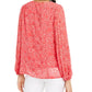 Alfani Women's Printed Pleated-Sleeve Top Pink Size Medium