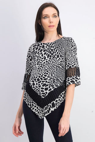 Alfani Women's Petite Printed Crochet-Trim Top White Size Petite