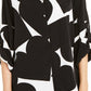 Alfani Women's Heart-Print Gathered-Sleeve Shirt Black Size Small
