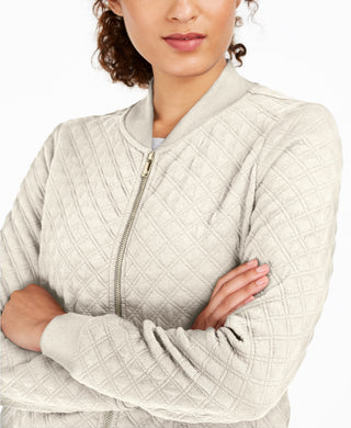 Charter Club Women's Textured Knit Bomber Jacket Med Gray Size Extra Large