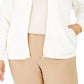 Charter Club Women's Textured Knit Bomber Jacket White Size Medium
