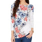 Charter Club Women's Polka Dot Floral Print Top White Size Small