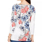 Charter Club Women's Polka Dot Floral Print Top White Size Small