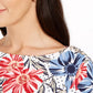Charter Club Women's Polka Dot Floral Print Top White Size Small