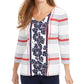 Charter Club Women's Mixed-Print V-Neck Tunic White Size Small