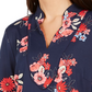 Charter Club Women's Floral Print Split-Neckline Tunic Blue Size Large