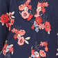 Charter Club Women's Floral Print Split-Neckline Tunic Blue Size Large